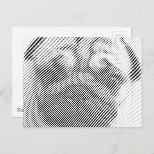 Pug Face Briefkaart (Voorkant / Achterkant)