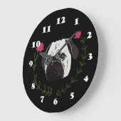 Pug Face, Dog Art Grote Klok (Hoek)