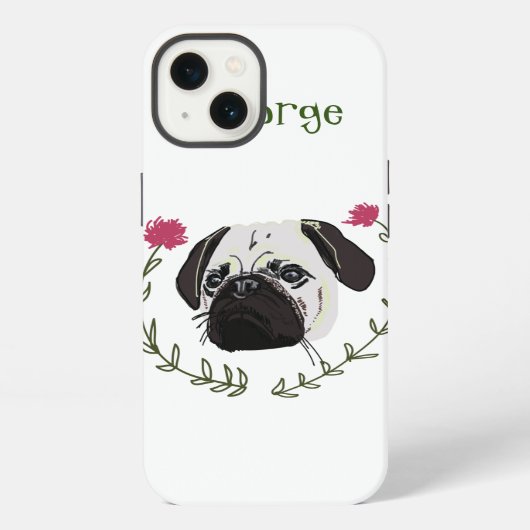 Pug Face, Dog Art iPhone Hoesje (Achterkant)