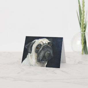 Pug Face Dog Art Note Card Kaart