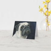 Pug Face Dog Art Note Kaart (Gele Bloem)