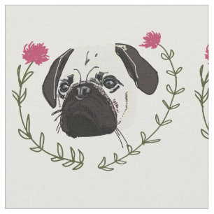 Pug Face, Dog Art Stof