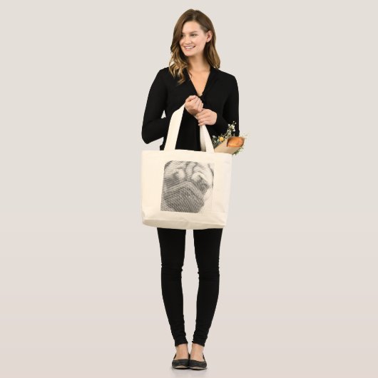 Pug Face Grote Tote Bag (Voorkant (model))