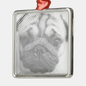 Pug Face Metalen Ornament (Links)