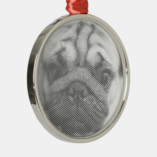 Pug Face Metalen Ornament (Rechts)