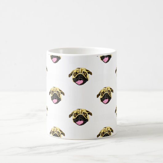 Pug Face Print White, 325 ml Klassieke Mok (Center)