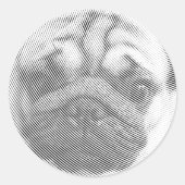 Pug Face Ronde Sticker (Voorkant)