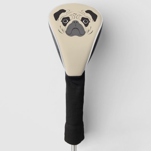 Pug Face Silhouette Golfheadcover (Voorkant)