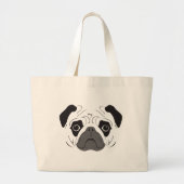 Pug Face Silhouette Grote Tote Bag (Voorkant)