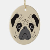 Pug Face Silhouette Keramisch Ornament (Rechts)
