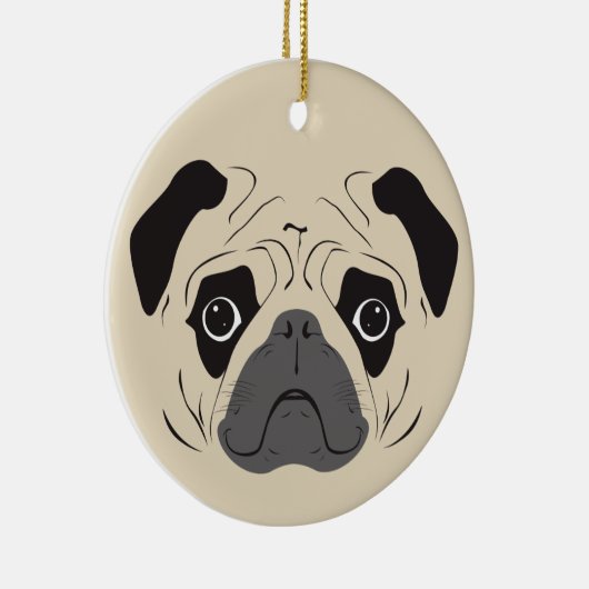 Pug Face Silhouette Keramisch Ornament (Rechts)