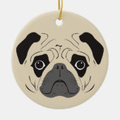 Pug Face Silhouette Keramisch Ornament (Voorkant)