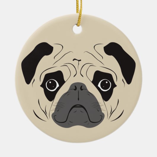 Pug Face Silhouette Keramisch Ornament (Voorkant)