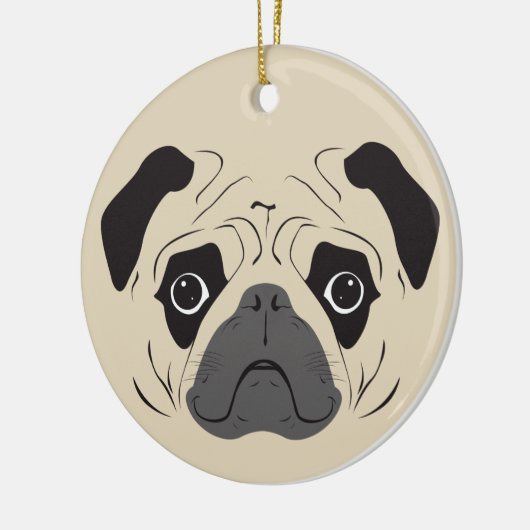 Pug Face Silhouette Keramisch Ornament (Links)