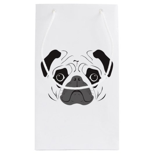 Pug Face Silhouette Klein Cadeauzakje (Achterkant)