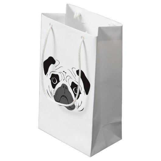 Pug Face Silhouette Klein Cadeauzakje (Achterkant Gekanteld)