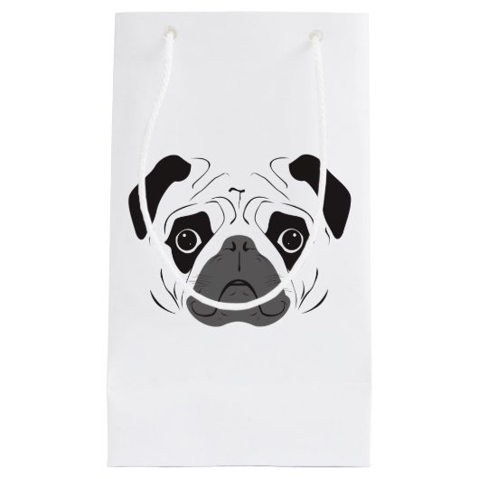 Pug Face Silhouette Klein Cadeauzakje (Voorkant)