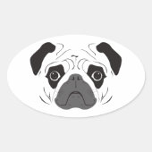 Pug Face Silhouette Ovale Sticker (Voorkant)