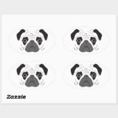 Pug Face Silhouette Ovale Sticker (Vel)