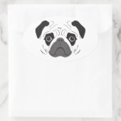 Pug Face Silhouette Ovale Sticker (Tas)