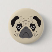 Pug Face Silhouette Ronde Button 5,7 Cm (Voorkant)