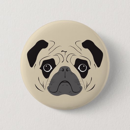 Pug Face Silhouette Ronde Button 5,7 Cm (Voorkant)