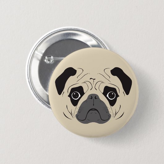 Pug Face Silhouette Ronde Button 5,7 Cm (Voorkant /achterkant)