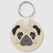 Pug Face Silhouette Sleutelhanger (Voorkant)