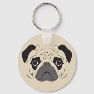 Pug Face Silhouette Sleutelhanger