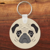 Pug Face Silhouette Sleutelhanger (Voorkant)