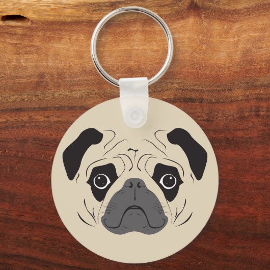 Pug Face Silhouette Sleutelhanger (Voorkant)