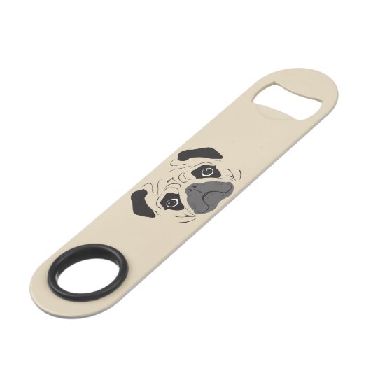 Pug Face Silhouette Speed Flessenopener (Voorkant Gekanteld)