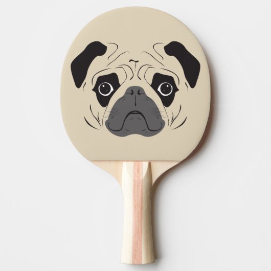 Pug Face Silhouette Tafeltennisbatje (Voorkant)