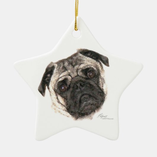 Pug Face Star-Ornament Keramisch Ornament (Voorkant)