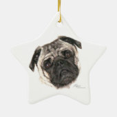 Pug Face Star-Ornament Keramisch Ornament (Achterkant)