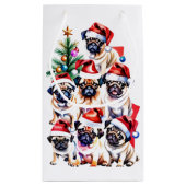 Pug Familie Kerst Gift Bag Klein Cadeauzakje (Achterkant)