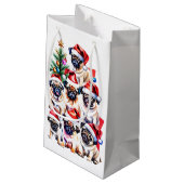 Pug Familie Kerst Gift Bag Klein Cadeauzakje (Achterkant Gekanteld)