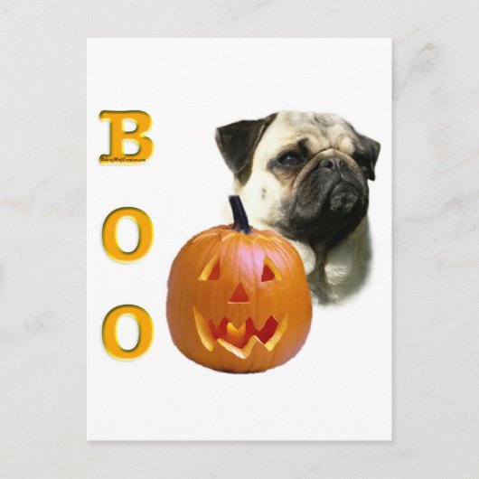 Pug (fawn) Boo Briefkaart (Voorkant)