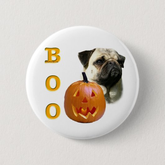 Pug (fawn) Boo Ronde Button 5,7 Cm (Voorkant)