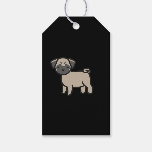 Pug Fawn Cartoon Cadeaulabel (Voorkant)