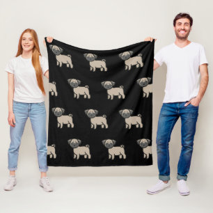 Pug Fawn Cartoon Fleece Deken