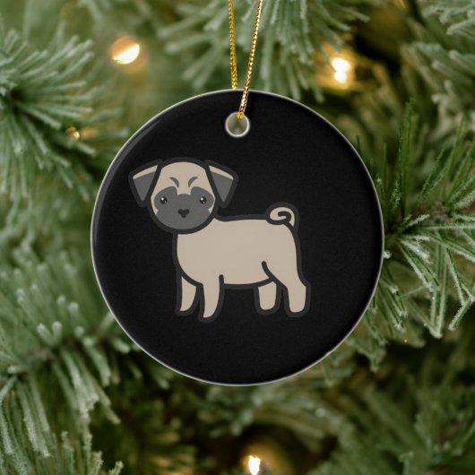 Pug Fawn Cartoon Keramisch Ornament (Boom)