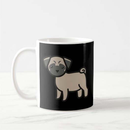 Pug Fawn Cartoon Koffiemok (Links)