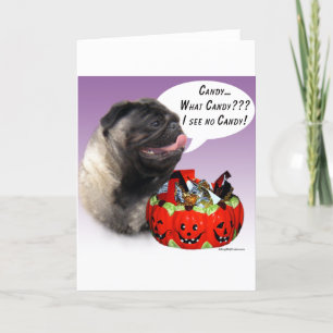 Pug (fawn) Halloween Snoep Kaart