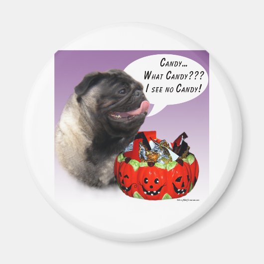 Pug (fawn) Halloween Snoep Magneet (Voorkant)
