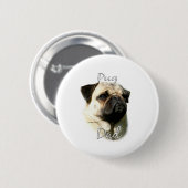 Pug (fawn) Pap 2 Ronde Button 5,7 Cm (Voorkant /achterkant)
