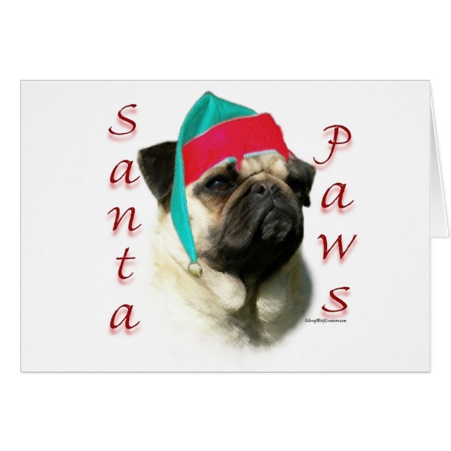 Pug (fawn) Santa Paws (Voorkant Horizontaal)