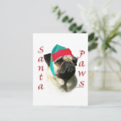 Pug (fawn) Santa Paws Feestdagenkaart (Staand voorkant)