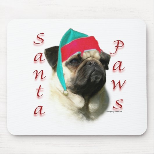 Pug (fawn) Santa Paws Muismat (Voorkant)