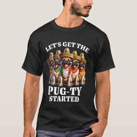 Pug Feestje Cinco Pug De Mayo T-shirt (Voorkant)